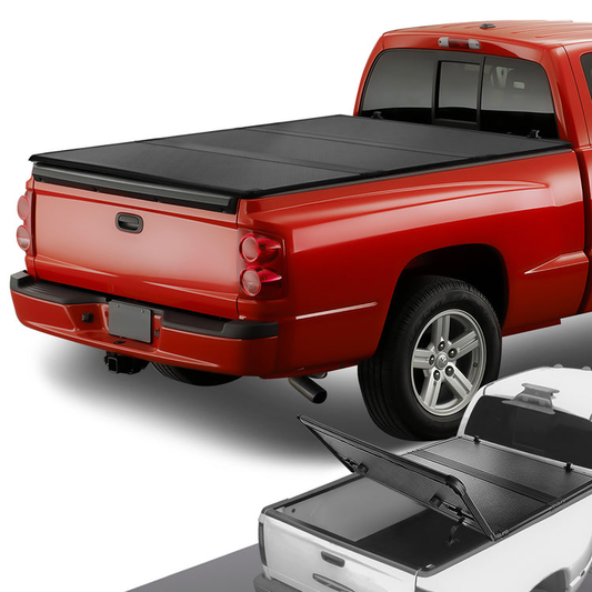 TAPADERA DE CAJUELA TONNEAU COVER - HARD TRI-FOLD - 05-10 DODGE DAKOTA / 2011 RAM DAKOTA / 06-09 MITSUBISHI RAIDER - FITS 6.5FT FLEETSIDE / STYLESIDE BED MODELS ONLY