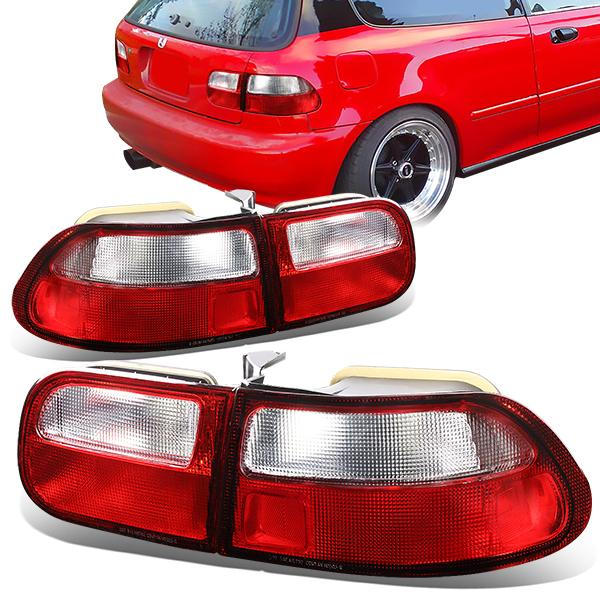 FAROS TRASEROS 92-95 HONDA CIVIC 2/3-DOOR - RED / CLEAR