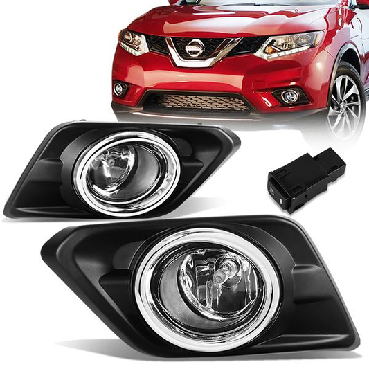 FAROS DE NIEBLA 14-16 NISSAN ROGUE - WITH SWITCH, BEZEL - H11 BULB - CHROME / CLEAR