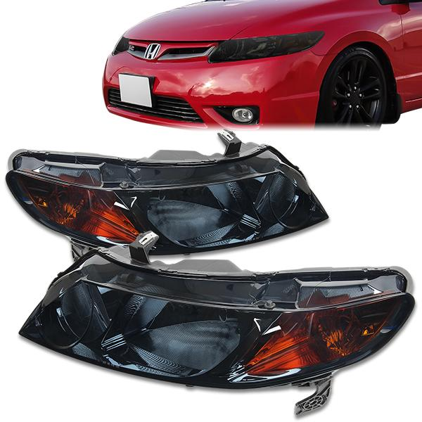 FAROS 06-09 HONDA CIVIC 4-DOOR - 9006 LOW BEAM / 9005 HIGH BEAM - SMOKE HOUSING / AMBER CORNER