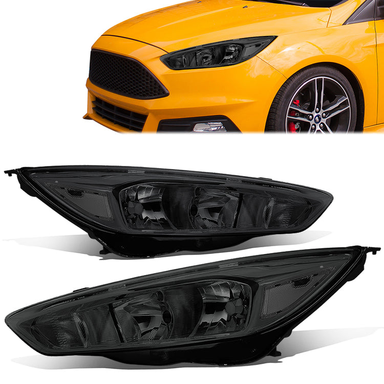 FAROS 15-17 FORD FOCUS 4-DOOR - FITS HALOGEN AND NON-ELECTRIC MODELS ONLY - H11 LOW BEAM / H1 HIGH BEAM - SMOKE HOUSING / CLEAR CORNER