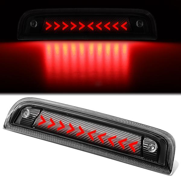 LUZ DE FRENO 14-20 CHEVY SILVERADO 1500 / 14-18 GMC SIERRA 1500 / 15-19 SILVERADO 2500, 3500, SIERRA 2500, 3500 / 2019 SIERRA 1500 LIMITED - FITS MODELS WITH CARGO LIGHT - 3D - SEQUENTIAL ARROW LED - BLACK