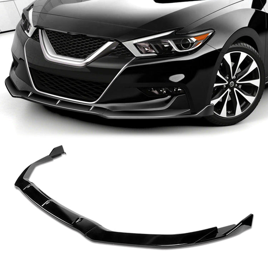 LIP FRONTAL 16-18 NISSAN MAXIMA - REQUIRES DRILLING BUMPER FOR INSTALLATION - 3PC - PAINTED GLOSS BLACK