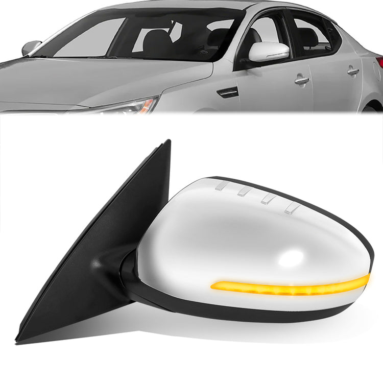 RETROVISOR MIRROR - OE STYLE - KIA OPTIMA 14-15 - WITH POWER FOLD WITH HEATED GLASS WITH TURN SIGNAL WITH BLIND SPOT - CHROME COVER - DRIVER SIDE - SMOOTH - CHROME / BLACK
