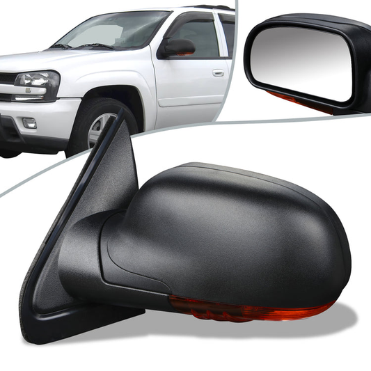 RETROVISOR MIRROR - OEM - 04-07 BUICK RAINIER / 02-08 CHEVY TRAILBLAZER, GMC ENVOY / 03-08 ISUZU ASCENDER / 02-04 OLDSMOBILE BRAVADA - POWERED - HEATED - WITH TURN SIGNAL - BLACK - LEFT