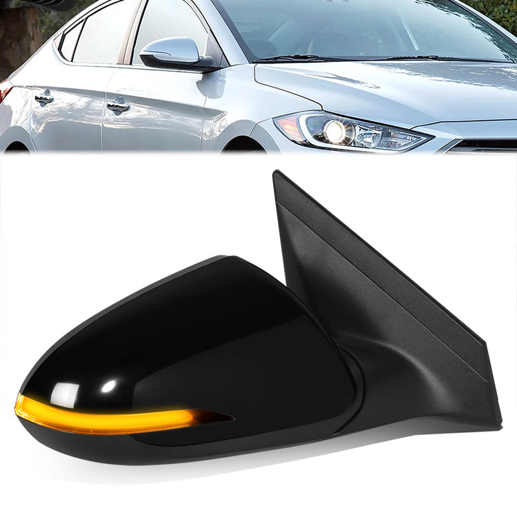 RETROVISOR MIRROR - OE STYLE - HYUNDAI ELANTRA 2017-2018 - WITH POWER WITH HEATED GLASS WITH TURN SIGNAL WITH BLIND SPOT KOREA BUILT - PASSENGER RIGHT SIDE - BLACK