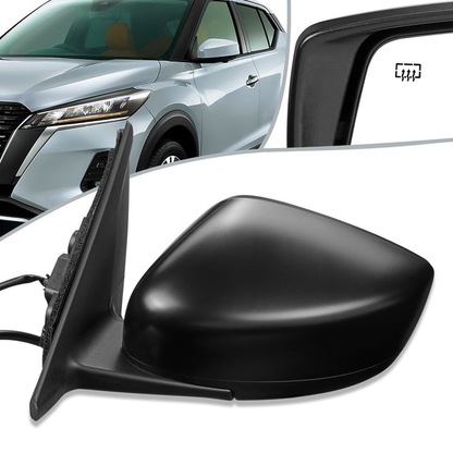 RETROVISOR MIRROR - OEM - 18-20 NISSAN KICKS - POWERED - HEATED - W/ BSD - TEXTURED - BLACK - LEFT