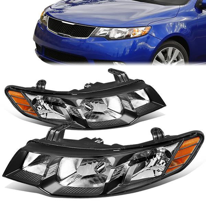 FAROS 10-13 KIA FORTE - H7 LOW BEAM / H1 HIGH BEAM - BLACK HOUSING / AMBER CORNER