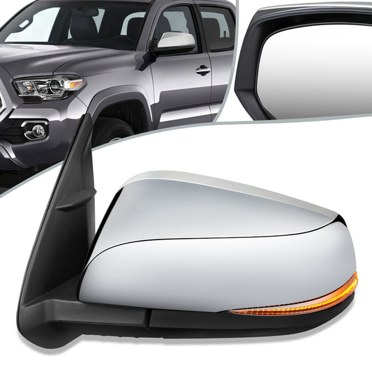 RETROVISOR MIRROR - OEM - 16-17 TOYOTA TACOMA - POWER MIRROR ADJUSTMENT - HEATED - W/ SIGNAL LIGHT - FOLDING - BLIND SPOT DETECTION - W/O PUDDLE LIGHT - ONLY FITS VEHICLES WITH MATCHING FUNCTIONS AS MIRROR - BLACK / CHROME COVER - LEFT