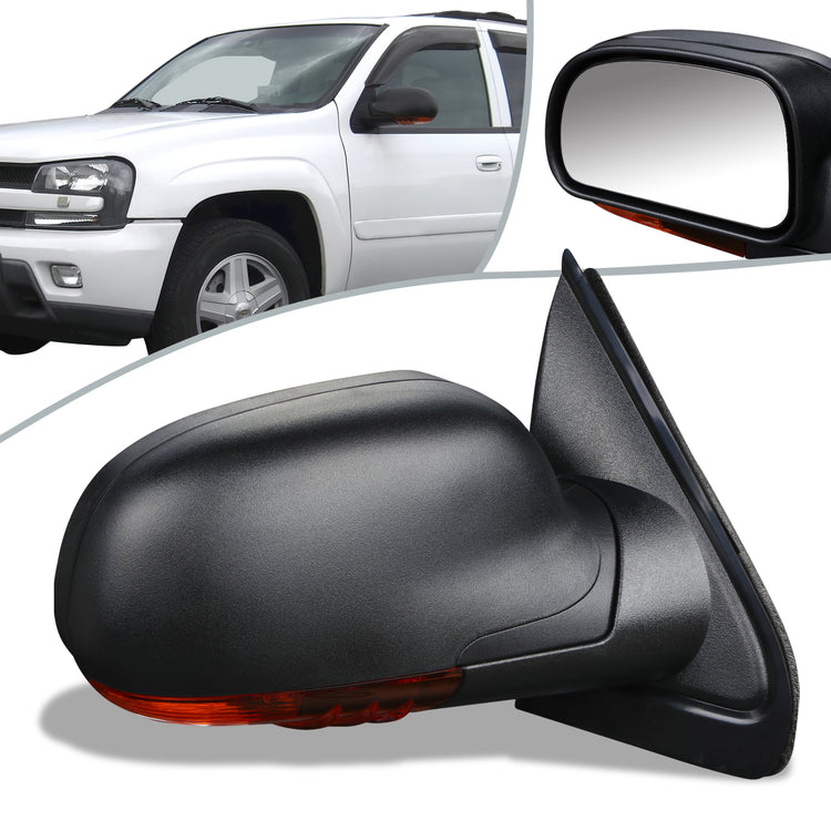 RETROVISOR MIRROR - OEM - 02-05 CHEVY TRAIL BLAZER - POWERED - HEATED - W/ SIGNAL LIGHT - FOLDING - TEXTURED - BLACK - RIGHT