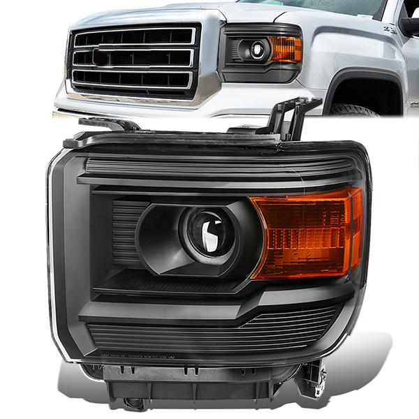 FAROS OE STYLE - 14-18 GMC SIERRA 1500 / 15-19 GMC SIERRA 2500HD, 3500HD - ONLY FITS HALOGEN HEADLIGHT MODELS WITHOUT LED DRL - H7 HIGH & LOW - BLACK HOUSING - LEFT