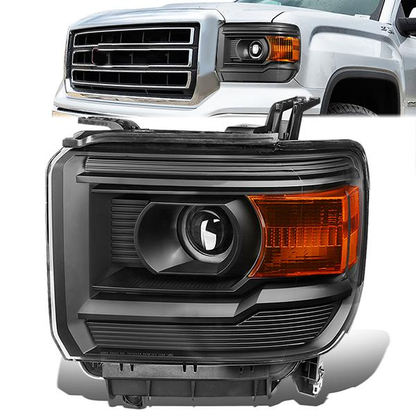 FAROS OE STYLE - 14-18 GMC SIERRA 1500 / 15-19 GMC SIERRA 2500HD, 3500HD - ONLY FITS HALOGEN HEADLIGHT MODELS WITHOUT LED DRL - H7 HIGH & LOW - BLACK HOUSING - LEFT