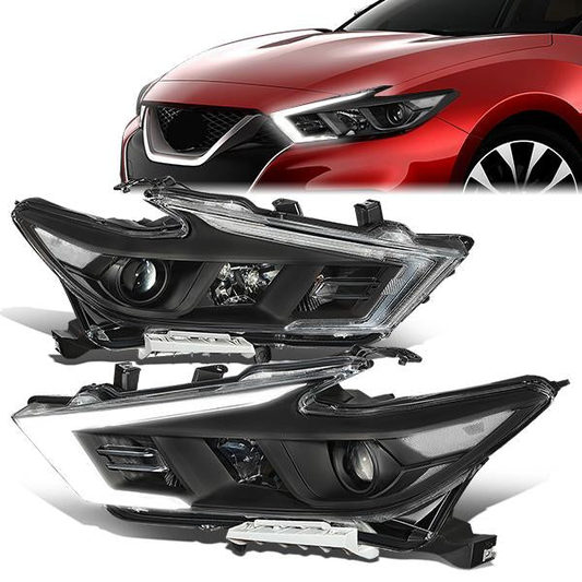 FAROS 16-18 NISSAN MAXIMA - FITS S, SL, SV MODELS W/ HALOGEN HEADLIGHTS ONLY - PROJECTOR LOW BEAM- H9 HIGH / H11 LOW BEAM - BLACK HOUSING / CLEAR CORNER