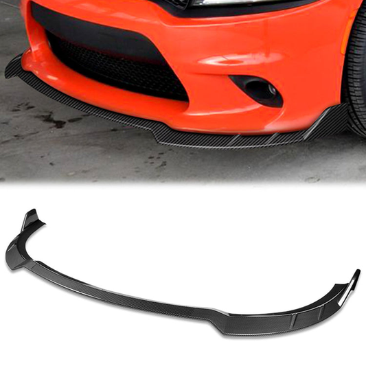 LIP FRONTAL 15-22 DODGE CHARGER - REQUIRES DRILLING BUMPER FOR INSTALLATION - 3PC - CARBON FIBER LOOK