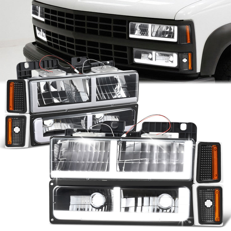 FAROS CLEAR LENS,AMBER REFLECTOR,BLACK HOUSING - 8PCS - LED BAR - 92-93 CHEVROLET BLAZER / 88-93 CHEVROLET C1500 / 92-93 CHEVROLET C1500 SUBURBAN / 88-93 CHEVROLET C2500 / 92-93 CHEVROLET C2500 SUBURBAN / 88-93 CHEVROLET C3500 / 88-93 CHEVROLET K1500 /