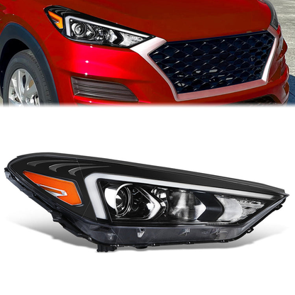 FAROS OE STYLE - 19-21 HYUNDAI TUCSON - USES 9005 HIGH / H7 LOW BEAM BULBS / 2357A TURN SIGNAL - FITS HALOGEN LAMP MODELS W/O LED POSITION LAMP - RIGHT - OE STYLE - BLACK