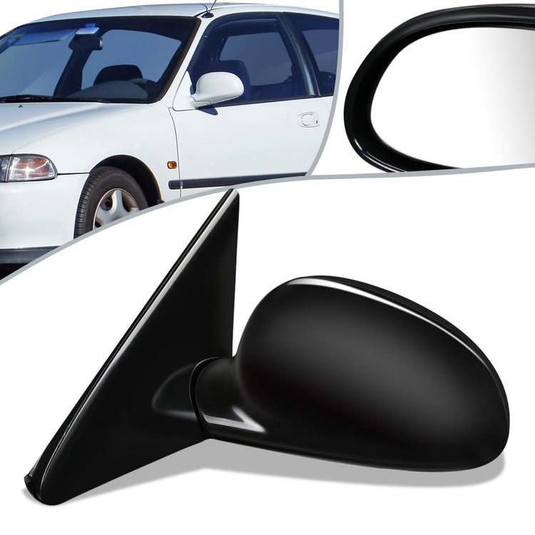 RETROVISOR MIRROR - OEM - 92-95 HONDA CIVIC - MANUAL - W/ LEVER - FOLDING - BLACK MATERIAL - LEFT