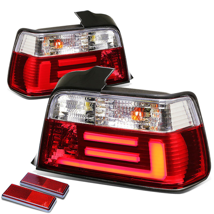 FAROS TRASEROS 92-98 BMW 3-SERIES E36 4-DR - 3D STRIP - LED - CHROME / RED