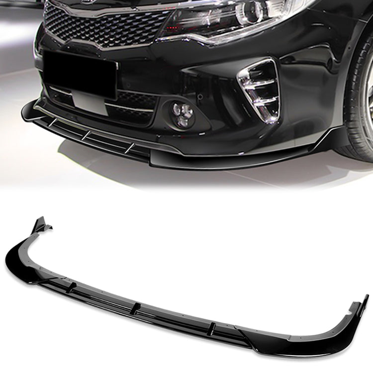 LIP FRONTAL 16-18 KIA OPTIMA - FITS SX, SXL, S ONLY - REQUIRES DRILLING BUMPER FOR INSTALLATION - 3PC - PAINTED GLOSS BLACK