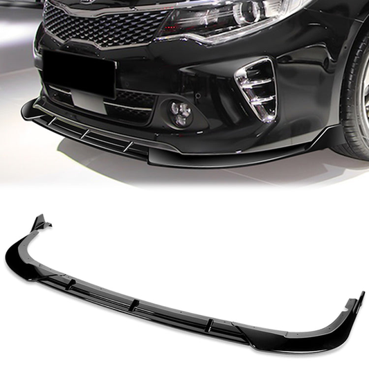 LIP FRONTAL 16-18 KIA OPTIMA - FITS SX, SXL, S ONLY - REQUIRES DRILLING BUMPER FOR INSTALLATION - 3PC - PAINTED GLOSS BLACK