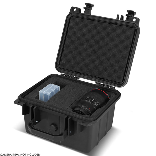 nan CARRYING CASES - 9-1/2" W X 7-1/2" L X 6-3/4" D - POLYPROPYLENE / RUBBER / FOAM - MATTE BLACK