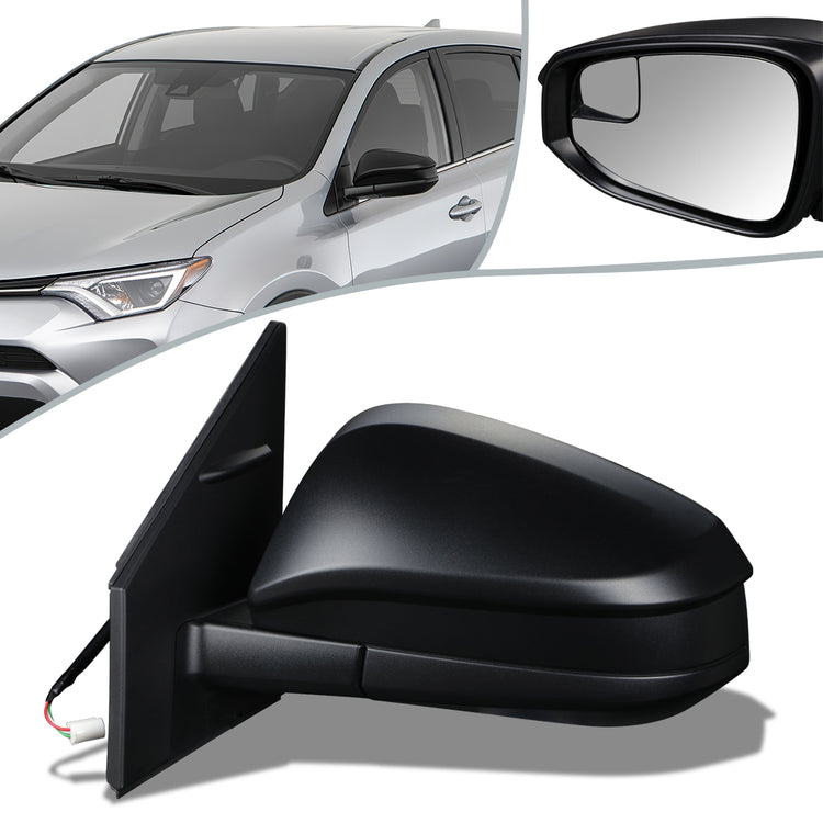 RETROVISOR MIRROR - OEM - 13-15 TOYOTA RAV4 - POWERED - FOLDING - W/ SPOTTER GLASS - TEXTURED - BLACK - LEFT