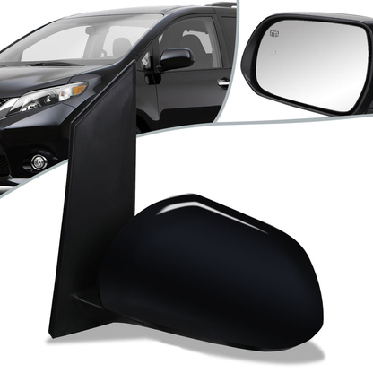 RETROVISOR MIRROR - OEM - 11-17 TOYOTA SIENNA - POWERED - HEATED - W/ BSD - FOLDING - BLACK MATERIAL - LEFT