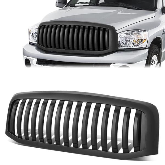 PARRILLA GRILLE - 06-08 DODGE RAM 1500 / 07-09 DODGE RAM 2500, 3500 - VERTICAL FENCE STYLE - MATTE BLACK