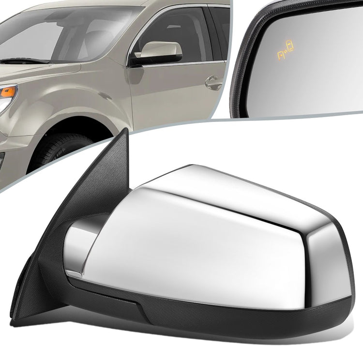 RETROVISOR MIRROR - OEM - 10-16 CHEVY EQUINOX - POWERED - HEATED - W/ MEMORY - W/ BSD - FOLDING - CHROME COVER - LEFT