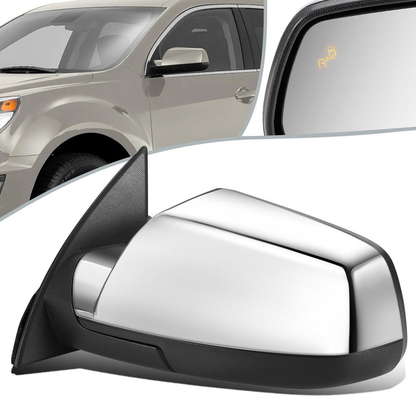 RETROVISOR MIRROR - OEM - 10-16 CHEVY EQUINOX - POWERED - HEATED - W/ MEMORY - W/ BSD - FOLDING - CHROME COVER - LEFT