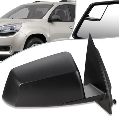 RETROVISOR MIRROR - OEM - 13-16 GMC ACADIA - POWERED - W/ SQUARED BLIND SPOT GLASS - PAINTED - BLACK - RIGHT