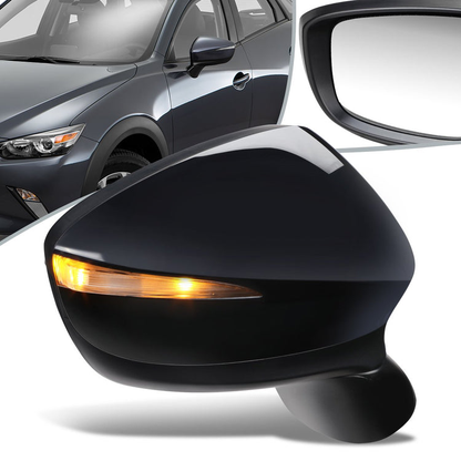 RETROVISOR MIRROR - OEM - 13-14 MAZDA CX-5 - POWERED - W/ SIGNAL LIGHT - FOLDING - BLACK MATERIAL - RIGHT