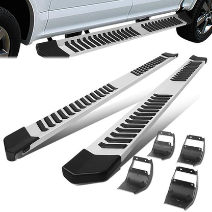 ESTRIBOS 6" - OVAL - STRAIGHT - ALUMINUM - 15-18 FORD F-150 - CREW CAB - SILVER