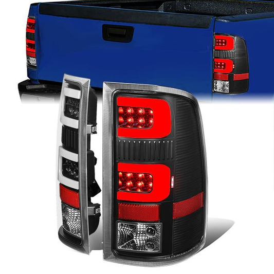 FAROS TRASEROS 07-13 GMC SIERRA 1500 - 07-14 GMC SIERRA 2500HD 3500HD - DOES NOT FIT DUALLY MODELS, DOES NOT FIT DENALI MODELS, DOES NOT FIT MODELS WITH 921 BACKUP BULB MODELS - 3D - LED - BLACK / CLEAR