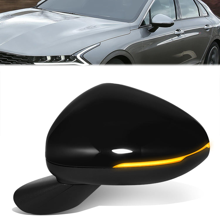 RETROVISOR MIRROR - OE STYLE - KIA K5 21-24 - WITH POWER WITH HEATED GLASS WITH BLIND SPOT WITH TURN SIGNAL - EXC GT - DRIVER SIDE - PAINT TO MATCH - BLACK