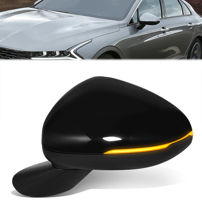 RETROVISOR MIRROR - OE STYLE - KIA K5 21-24 - WITH POWER WITH HEATED GLASS WITH BLIND SPOT WITH TURN SIGNAL - EXC GT - DRIVER SIDE - PAINT TO MATCH - BLACK