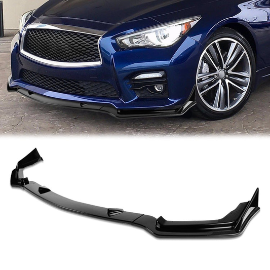 LIP FRONTAL 14-17 INFINITI Q50 - FITS SPORT MODELS ONLY - REQUIRES DRILLING BUMPER FOR INSTALLATION - 3PC - PAINTED GLOSS BLACK