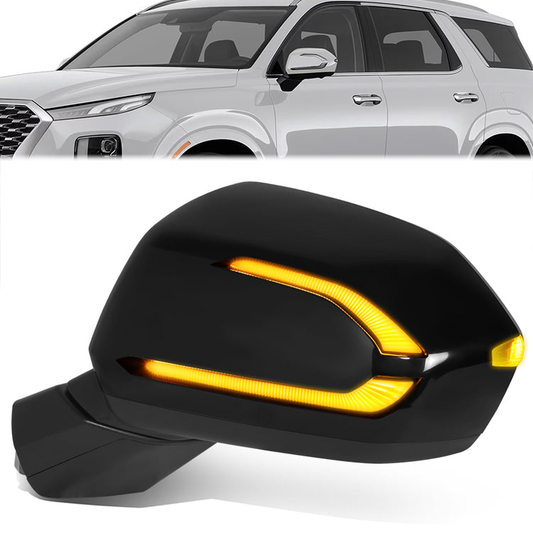 RETROVISOR MIRROR - OE STYLE - HYUNDAI PALISADE 2020-2022 - WITH POWER WITH HEATED GLASS WITH BLIND SPOT - DRIVER LEFT SIDE - BLACK