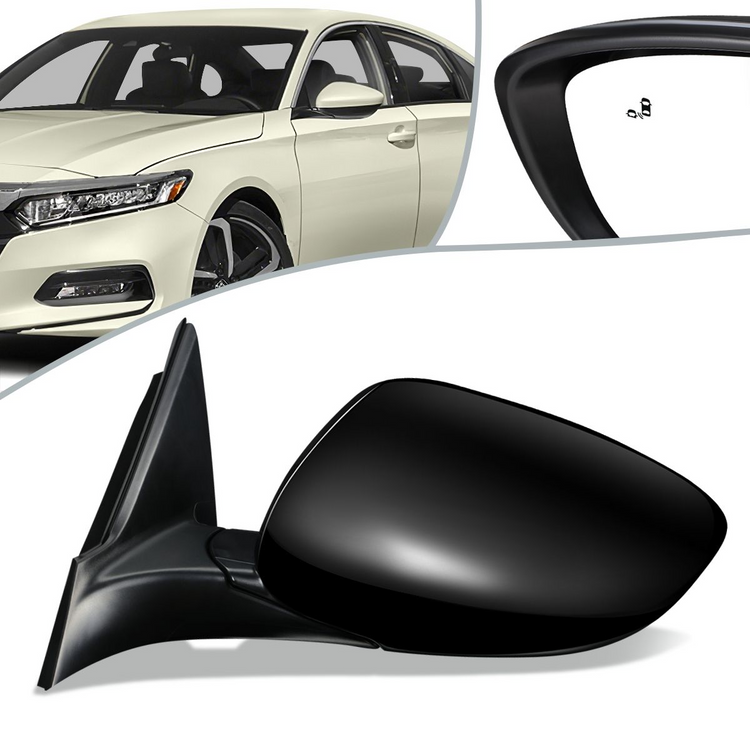 RETROVISOR MIRROR - OEM - 16-17 HONDA ACCORD 4-DR - POWERED - HEATED - W/ BSD - FOLDING - BLACK MATERIAL - LEFT