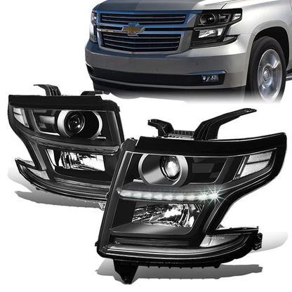 FAROS 15-17 CHEVY SUBURBAN , TAHOE 4-DOOR - PROJECTOR - LED DRL - BLACK HOUSING / CLEAR CORNER - H11 LOW BEAM / 9005 HIGH BEAM