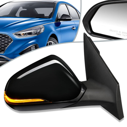 RETROVISOR MIRROR - OEM - 15-17 HYUNDAI SONATA - POWERED - HEATED - W/ SIGNAL LIGHT - FOLDING - BLACK MATERIAL - RIGHT