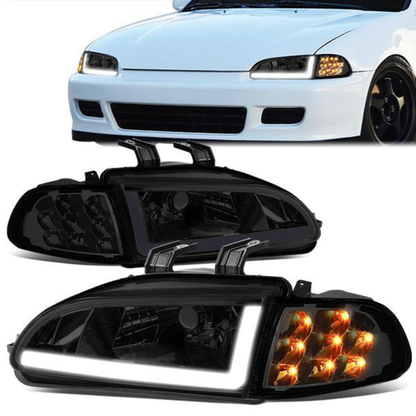 FAROS 92-95 HONDA CIVIC 2/3DR - DRL REQUIRES WIRING INTO EXISTING LIGHTING HARNESS - LED DRL - SMOKE HOUSING / CLEAR CORNER - H4 HEADLIGHT / LED SIGNAL