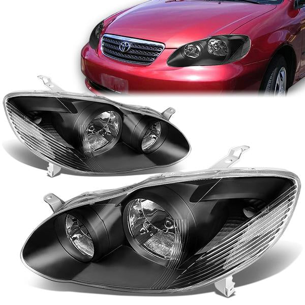 FAROS 03-08 TOYOTA COROLLA - 9006 LOW BEAM / 9005 HIGH BEAM / 3157A TURN SIGNAL - BLACK HOUSING / CLEAR CORNER