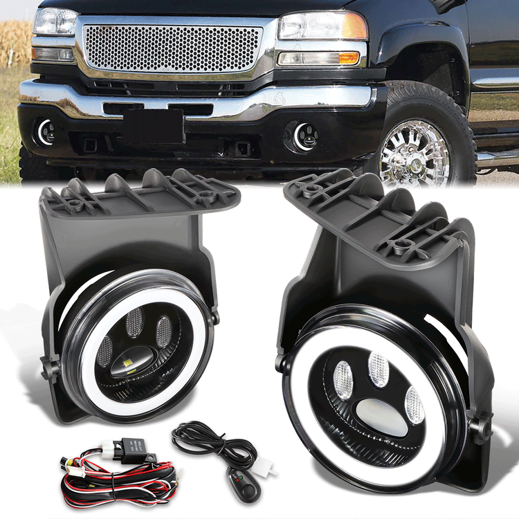 FAROS DE NIEBLA 03-07 GMC SIERRA 1500 / 03-07 GMC SIERRA 1500 HD / 03-04 GMC SIERRA 2500 / 03-07 GMC SIERRA 2500 HD / 03-07 GMC SIERRA 3500 / 2001 GMC SIERRA C3 - DOES NOT FIT ALL DENALI TRIMS. FOR 2007, FITS CLASSIC MODELS ONLY,CLEAR