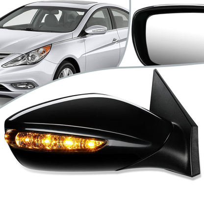 RETROVISOR MIRROR - OEM - 11-14 HYUNDAI SONATA - POWERED - W/ SIGNAL LIGHT - FOLDING - BLACK MATERIAL - RIGHT