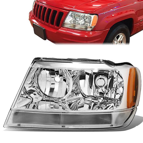FAROS OE STYLE - 99-04 JEEP GRAND CHEROKEE WJ - 9006XS LOW BEAM / 9005XS HIGH BEAM - CHROME HOUSING - LEFT
