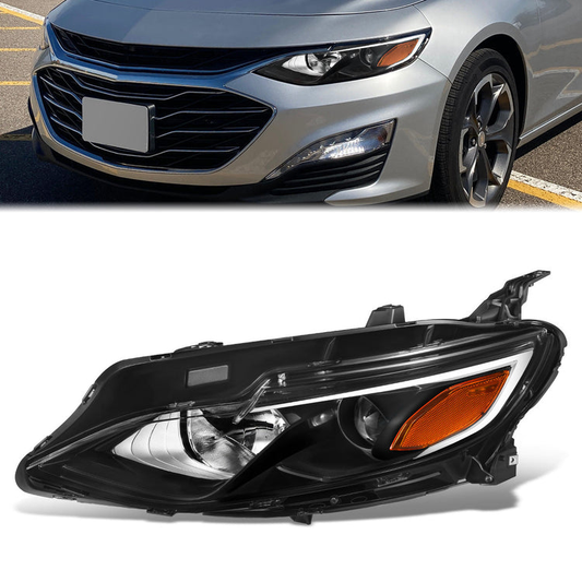 FAROS 19-21 CHEVY MALIBU - USES H7 HIGH / H1 LOW BEAM BULBS - FITS HALOGEN HEADLIGHT MODELS, NOT FOR FACTORY LED HEADLIGHTS - LEFT - OE STYLE - BLACK