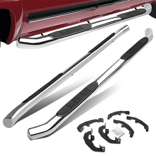 ESTRIBOS 3" - 45 DEG - 19-20 CHEVY SILVERADO 1500, GMC SIERRA 1500 / 2020 CHEVY SILVERADO 2500HD, SILVERADO 3500HD, GMC SIERRA 2500HD, SIERRA 3500HD - EXTENDED CAB - SILVER