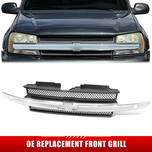 PARRILLA GRILLE - CV TRAIL-BLAZR 02-05/ GRILLE ASS'Y/ MAT-GRAY W/CHROME MLDG/ (W/H/L WASHER TYPE)//PARTS.NO,GM1200498//OEM NO,12336054