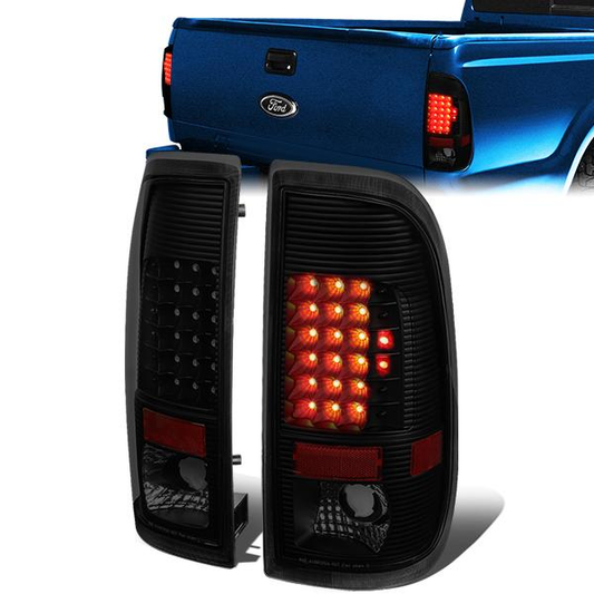 FAROS TRASEROS 97-03 FORD F-150 / 97-99 FORD F-250 / 99-07 FORD F-250, F-350, F-450, F-550 - SUPER DUTY / 04 FORD F-150 HERITAGE - LED - FITS STYLESIDE MODELS ONLY - BLACK / SMOKE